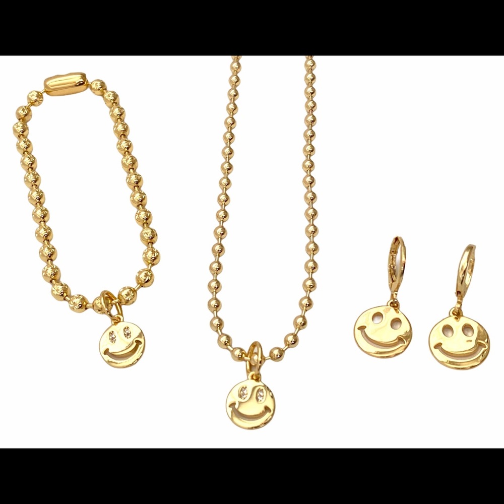 Happy Face Ball Chain 3 pieces Set
